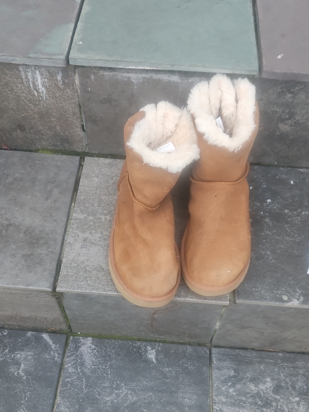 UGG Chestnut Suede Shearling Cuff Short Boots